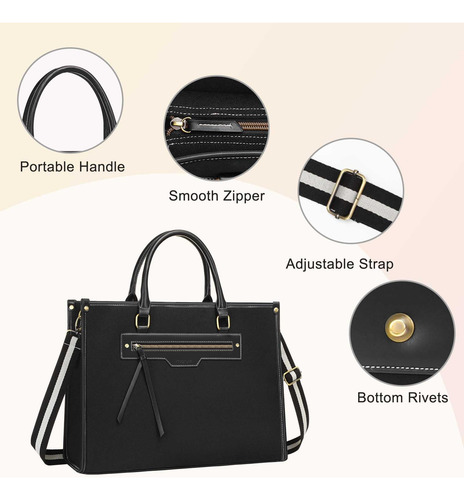Bolso Cartera Mosiso Para Macbook Dell Hp Ipad Cosmeticos Negro.
