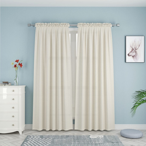  Curtains 92 Inch Long Linen Textured Living Room Bedro...