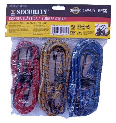 Cuerda Elástica Amarre Security Kit 2x40cms / 2x60cms / 2x90