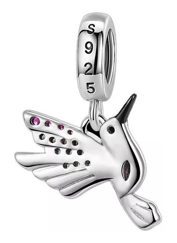 Charm Dije Pájaro Colibrí Para Pulsera Mujer En Plata 925