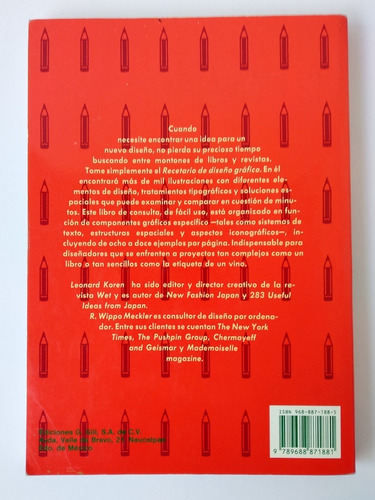 Recetario Diseño Grafico - Leonard Koren - Ed. Gg (méxico) (Usado)