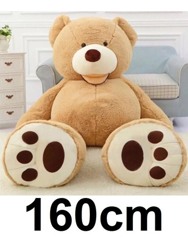 Imagem 2 de 6 de Urso Gigante Pardo Grande Pelúcia 1 Metro E 60 Cm + Coração