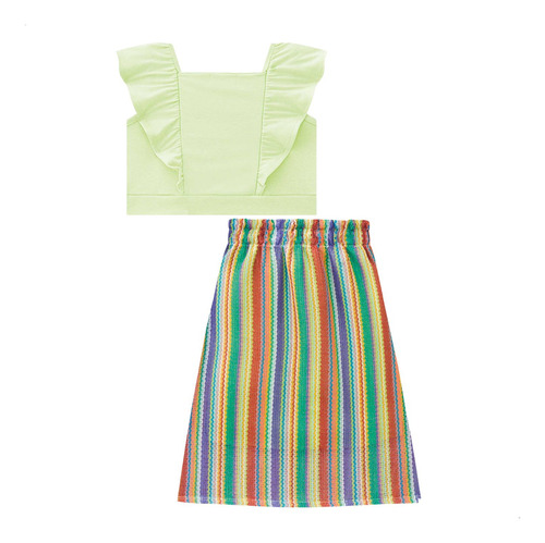 Conjunto Infantil Verão Saia Tule Candy Color Blogueirinha