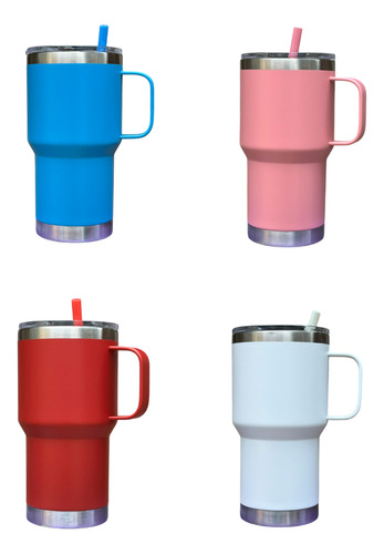 31 Vasos Termicos Con Asa Termo De Acero 20 Oz Mayoreo Multicolor Lisa