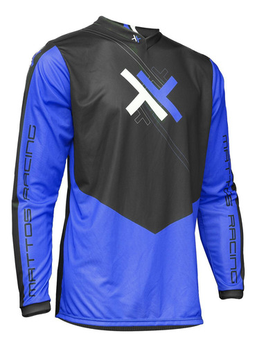 Camisa Motocross Mattos Racing Atomic Azul Preto Tam M