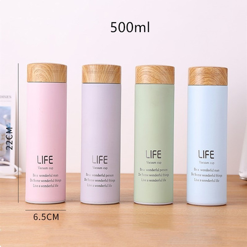 Imagen 6 de 7 de Termo Contenedor Rejilla Para Te Cafe Tapa Tipo Madera 500ml