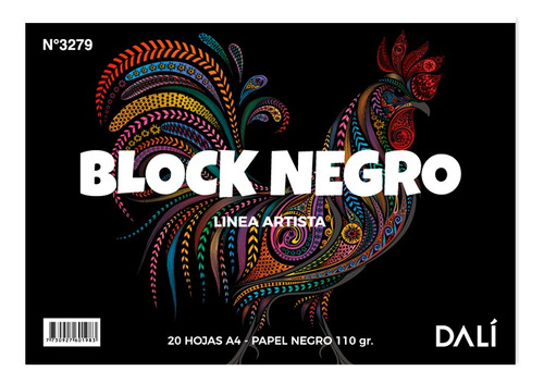 Block Negro 20 Hojas A4 Dalí 110gr. 