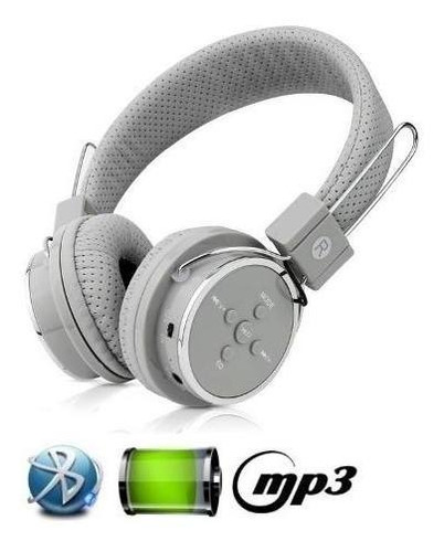 Fone De Ouvido Bluetooth Micro Sd Mp3 Rádio Fm Player Cinza