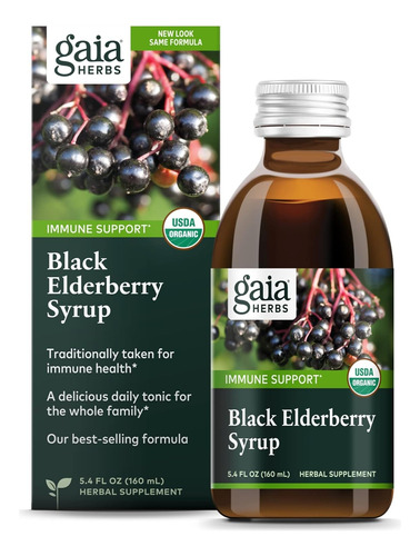 Gaia Black Elderberry Syrup Soporte Inmunológico 160ml