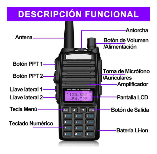 Walkie Talkie Radio Fm Dual Banda Portatil Transmisor