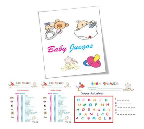 Loteria Para Baby Shower Juegos Kit Imprimible. Hermoso!