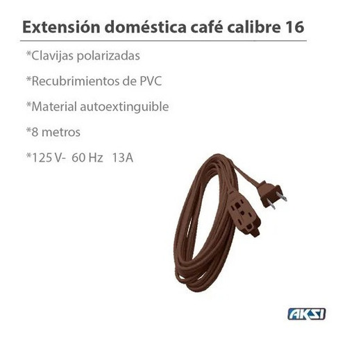 Extensión Domestica Cafe 8 Mts Calibre 16 Aksi 110339 