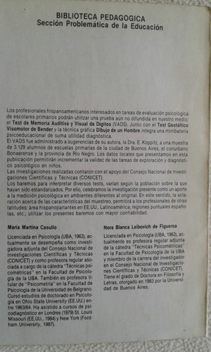 El Test Vads De Koppitz - María M. Casullo Y N. De Figueroa (Usado)
