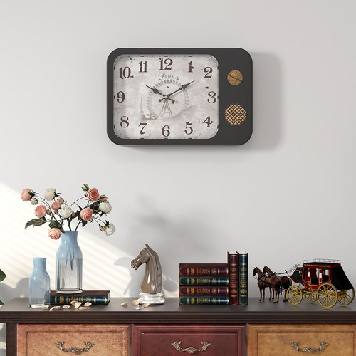 Reloj De Pared Retro, Estilo Clásico De Televisión Ne...