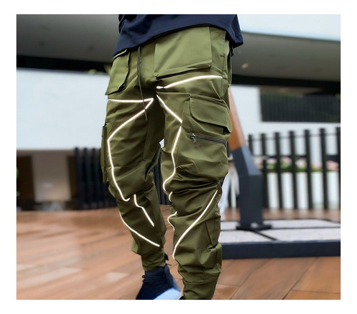Pantalones Cargo Reflectantes For Hombre New Joggers Casual