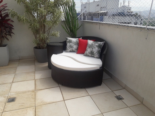 Sofá Chaise Dubai 1.40 Cm Fibra Sintética Vime Varanda Área