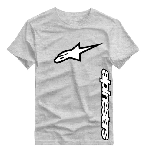 Camiseta Alpinestars Premium 100% Algodão Moto Motoqueiro G Cinza