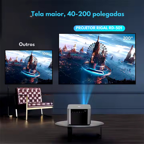 Projetor Hy-v9 Wifi 4k 680 Ansi Android 13 Smart 14000 Cor Cinza