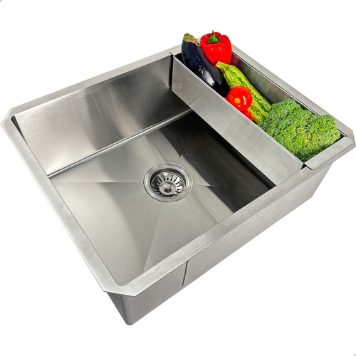 Cuba Inox Gourmet 50cm x 40Cm Quadrada Com Cesto Escorredor Cuba De Embutir Bancada Pia Cozinha Aço Inoxidável 304 Dona D.cor