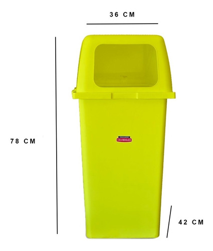 Imagen 2 de 5 de Tacho De Basura Adosable Tapa Buzon 60 Lts X2 Cts Colombraro