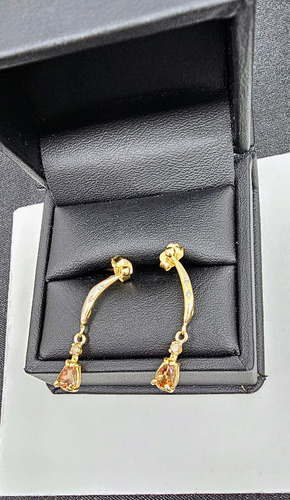 Aretes De Oro Amarillo 14k Esmeraldas Con Diamantes (Usado)