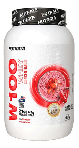 Whey Protein Suplemento Em Po Morango Nutrata 100% Pure