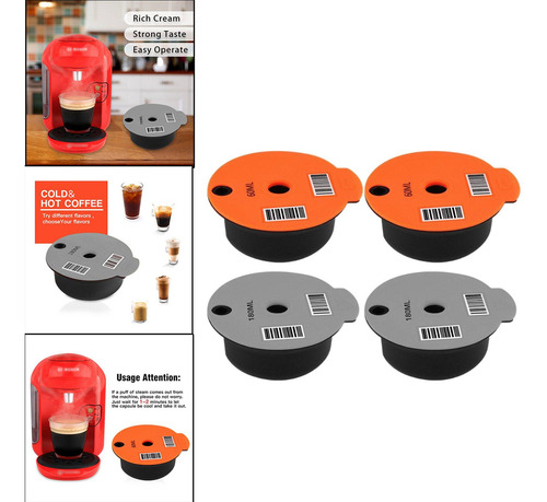 3 Cápsulas De Café Reutilizables De Pp Con Tapa Para Bosch