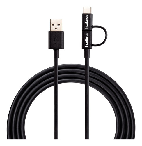 Cabo Usb - Micro Usb + Usb-c 1,2m Pvc Preto Intelbras Euabc