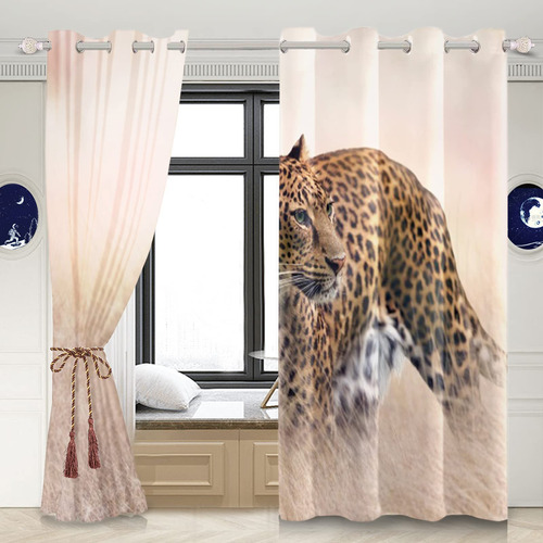 Cortina Ventana Leopardo Africano Estampado Desierto 2