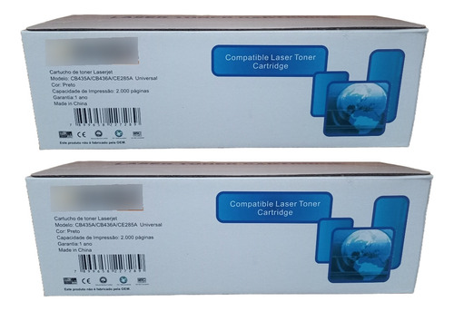 Toner Hp Ce285a 85a M1132 P1005 1102 M1212 1522 P1505 Kit 2x