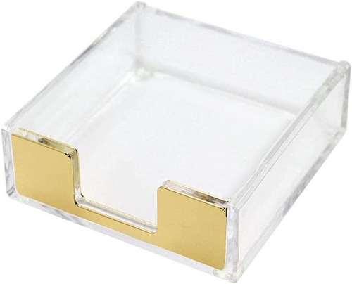 Clear Gold Acrylic Sticky Note Pad Holder For Desk, Memo Aa
