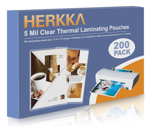 Herkka Paquete De 200 Hojas De Laminacion, Capacidad Para Ho