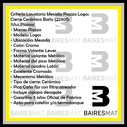 Imagen 4 de 9 de Combo Griferia Baño Bidet Lavatorio Logos Piazza Cromado