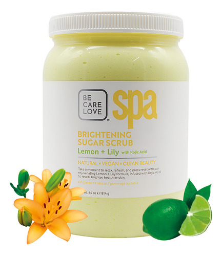 Exfoliante Corporal De Azucar Limon+lily Vegano Bcl Spa 64oz Fragancia Limon Y Lili