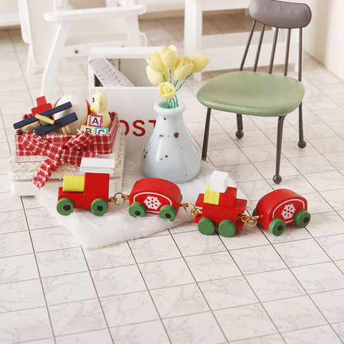 Mini Tren De Navidad 1:12, Simulación De Casa De Rojo