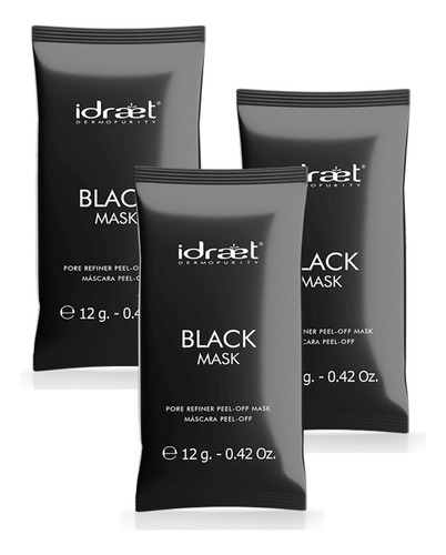 Idraet Mascara Black Peel-off Carbón Puntos Negros Pack X 3 