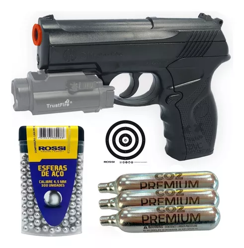 Combo Airgun Pistola C11 Rossi Wingun Esfera De Aço 6mm