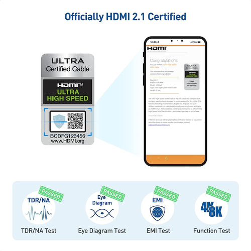 Cable Hdmi 2.1 10k 60hz Velocidad 48 Gpbs De 1.8 Metros