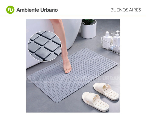 Alfombra De Baño Antideslizante En Pvc Para Ducha Color Gris