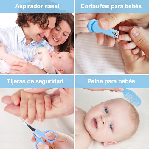 Kit De Higiene Cuidado Bebé Termómetro Salud Manicure 20pzs Color Azul
