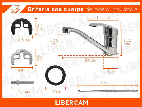 Imagen 4 de 10 de Canilla Griferia Monocomando Cocina Mesada Pico Largo Oferta