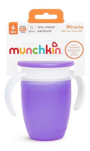 Taza de entrenamiento Munchkin Smooth Purple con tapa, 210 ml