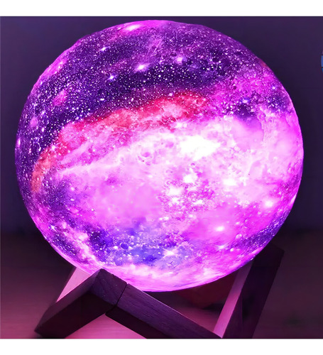Abajur Lua Cheia Para Quarto Bebê Luzes Coloridas 13cm Cúpula Céu Estrelado Estrutura Céu Estrelado