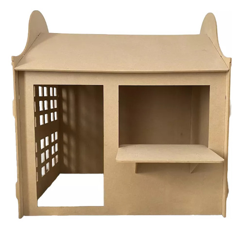 Casital Infantil De Madera Para Niños- La Mejor Diversion!! Beige Cuadraditos