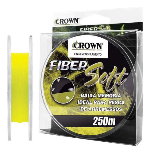 Linha Fiber Soft Monofilamento Crown Amarela 0,40 32ib 250m