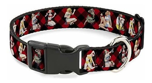 Cat Collar Breakaway Pin Up Girl Poses Buffalo Plaid Blocks 