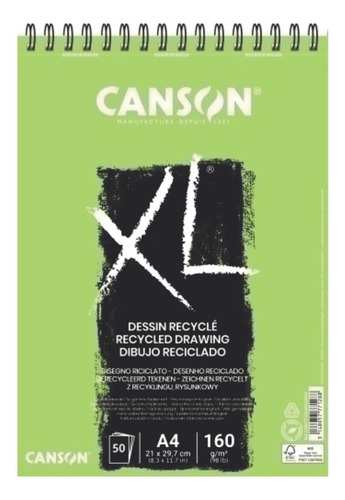 Bitacora Canson Xl Dibujo A4 21x29.7 160g - 50h - Reciclado