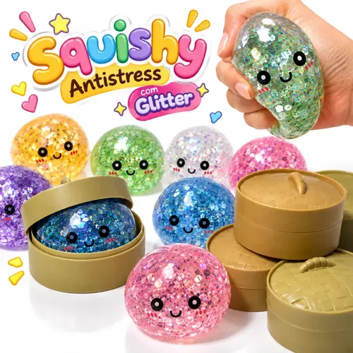 Squishy Brinquedo Antistress Macio Glitter Colecionável Raro
