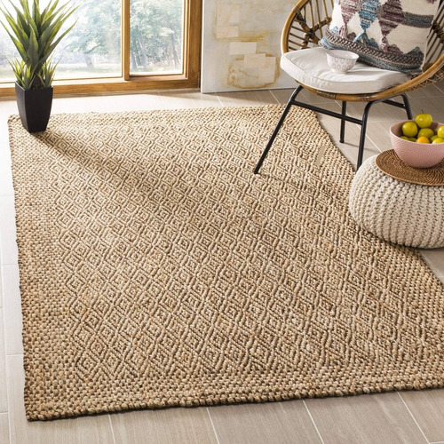 Alfombra Yute Fleco Hecha Mano Estilo Bohemio Granja 3 X 5