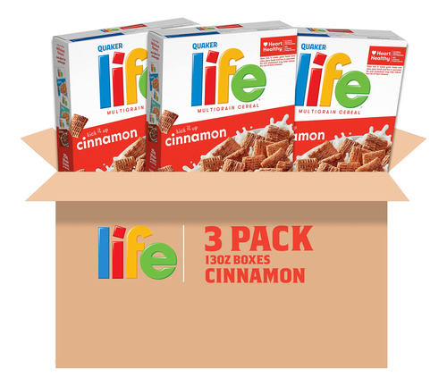 Life Breakfast Cereal, Canela, 13 Onzas (paquete De 3)